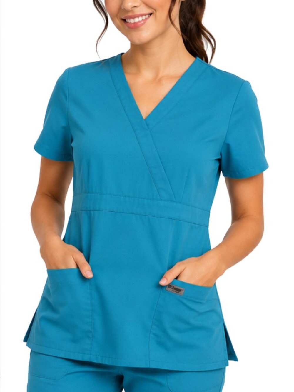 Grey's Anatomy by Barco Teal Blue Scrub Top Size Small